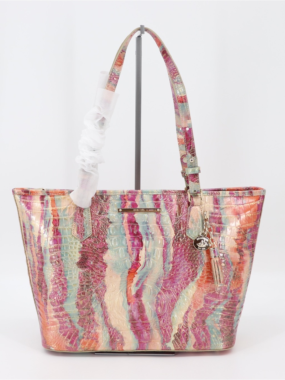 Brand New Brahmin Asher Embossed Leather Shoulder Bag Tote Authentic